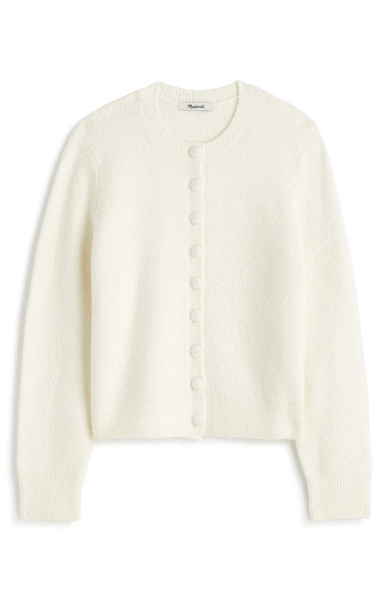 Madewell Shrunken Cotton Blend Cardigan, Main, color, Winter White