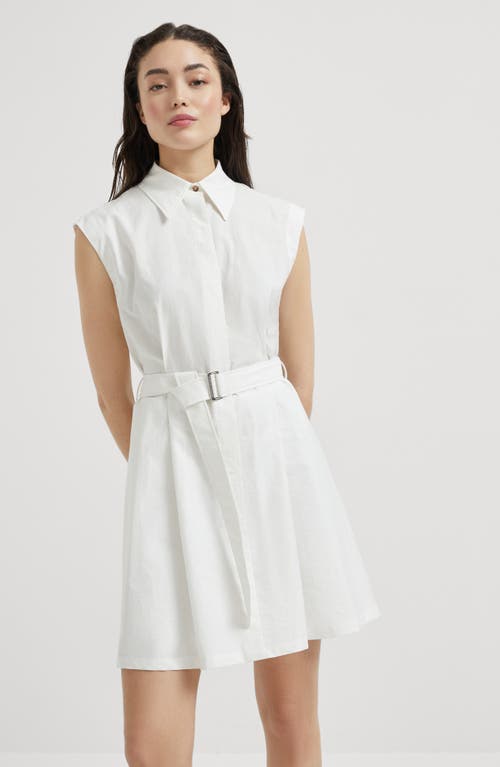 Brunello Cucinelli Mini Chemisier Dress With Monili In White