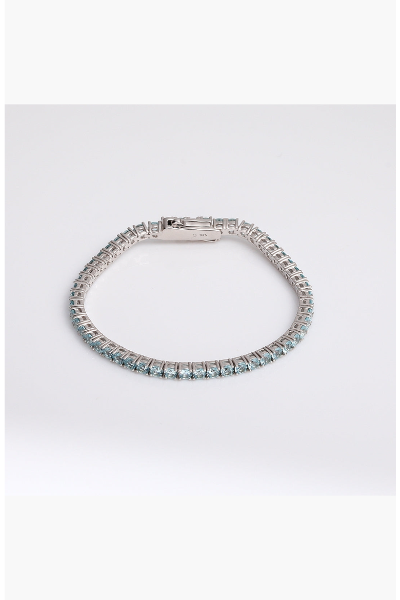 Lab Grown Blue Tourmaline Tennis Bracelet, Alternate, color, Sterling Silver