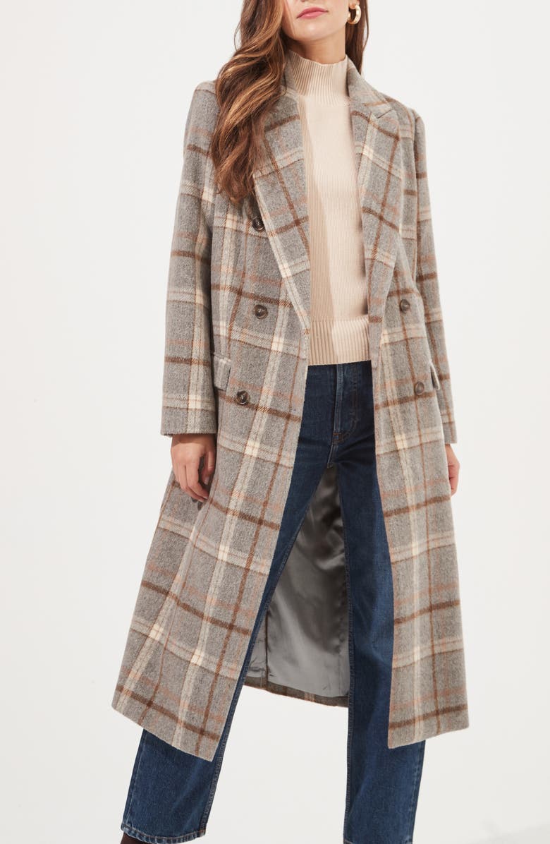 ASTR the Label Raquel Plaid Double Breasted Long Coat, Alternate, color,