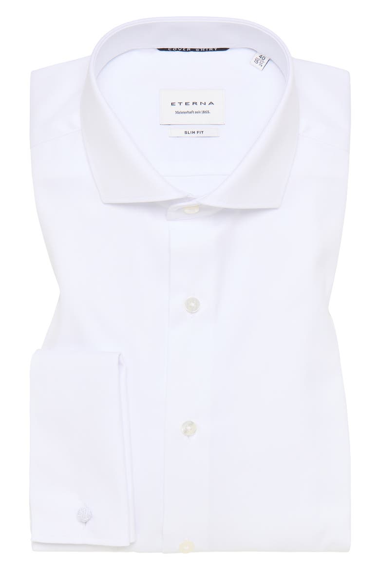Cover Slim Fit Non-Iron French Cuff Cotton Dress Shirt, Alternate, color, WHITE