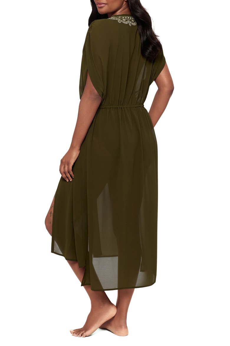 Beaded Embrodiered Georgette Cover-Up, Alternate, color, NORI