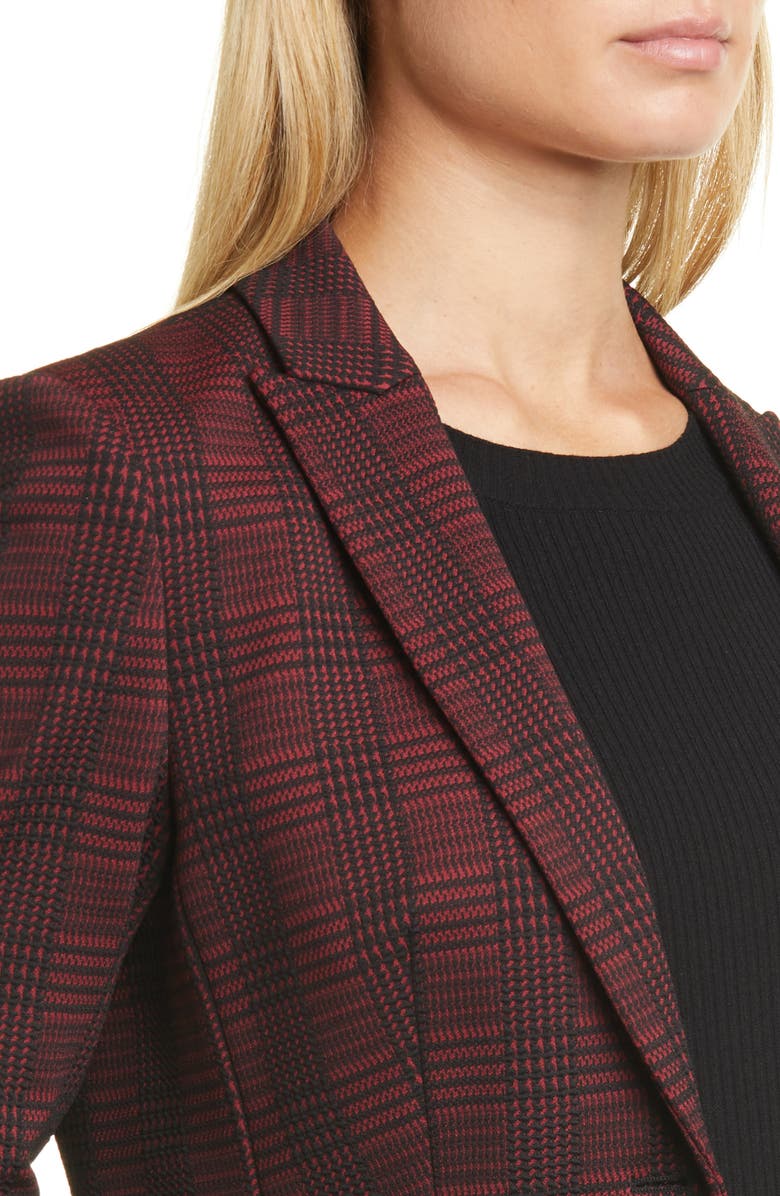HUGO Houndstooth Plaid Long Jacket, Alternate, color, 