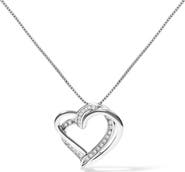 Haus of Brilliance 925 Sterling Silver 1/10ct TDW Diamond Double Heart Pendant Necklace
