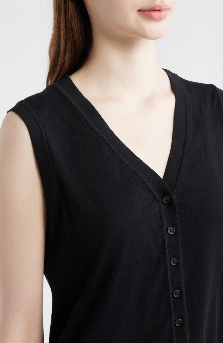 Mavi Jeans Button Front Cotton Sweater Vest, Alternate, color, Black