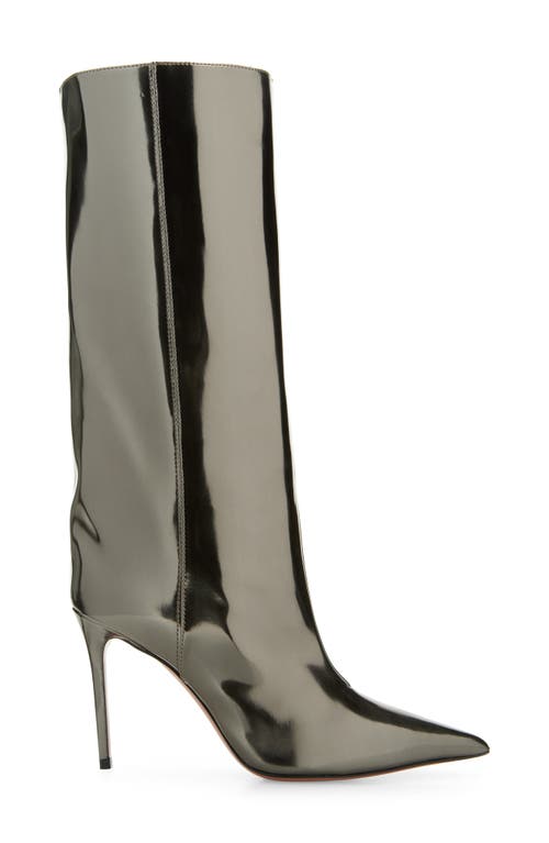 Amina Muaddi Fiona Pointed Toe Boot In Mirror Antique
