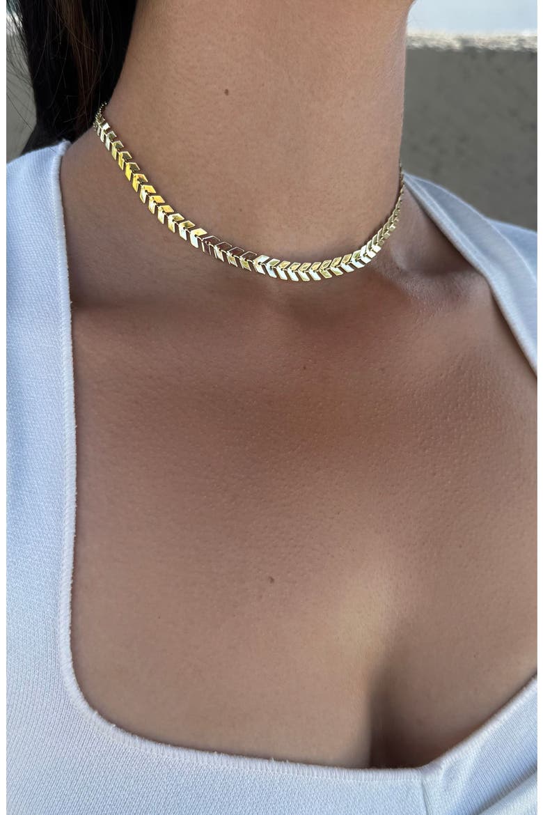 Fishtail Chain Necklace, Alternate, color, GOLD