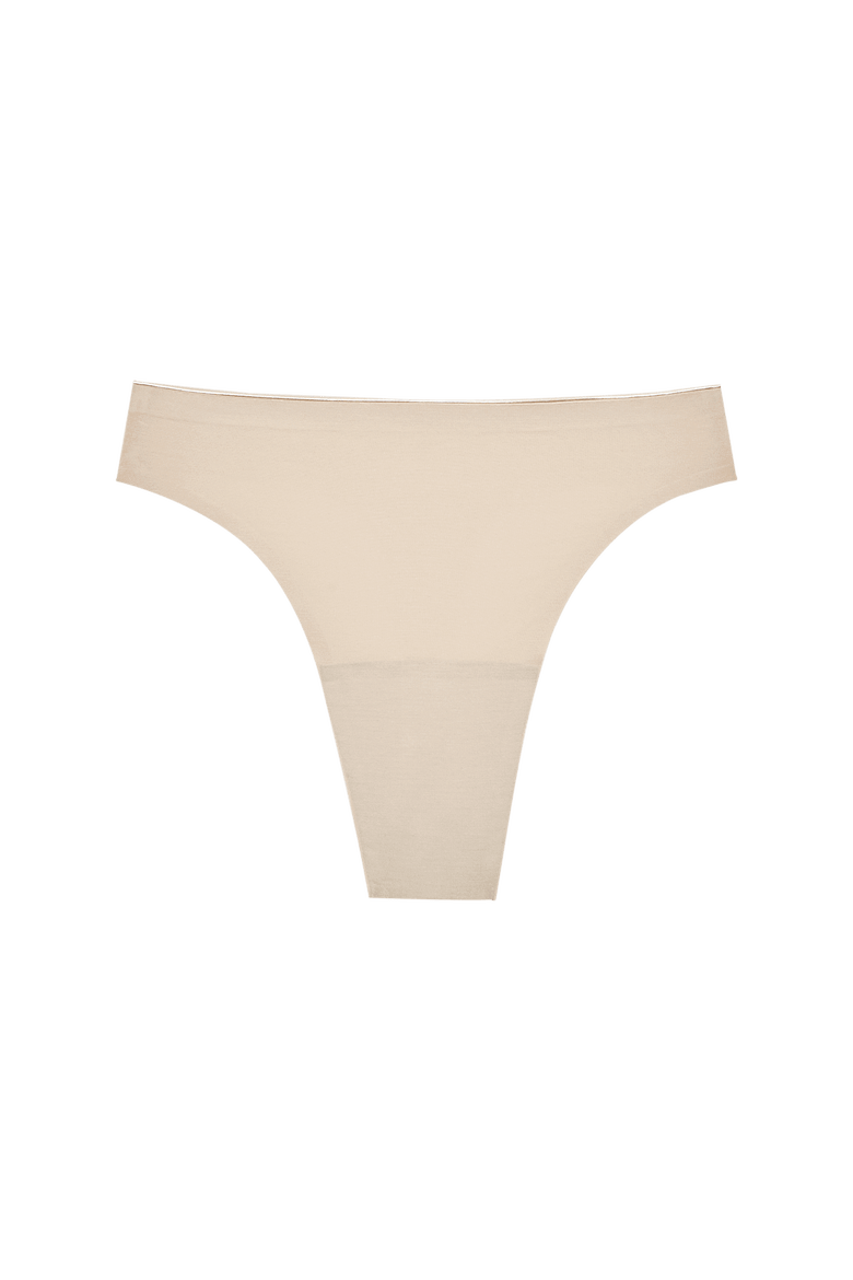 Seamless High Rise Thong, Alternate, color, Beige
