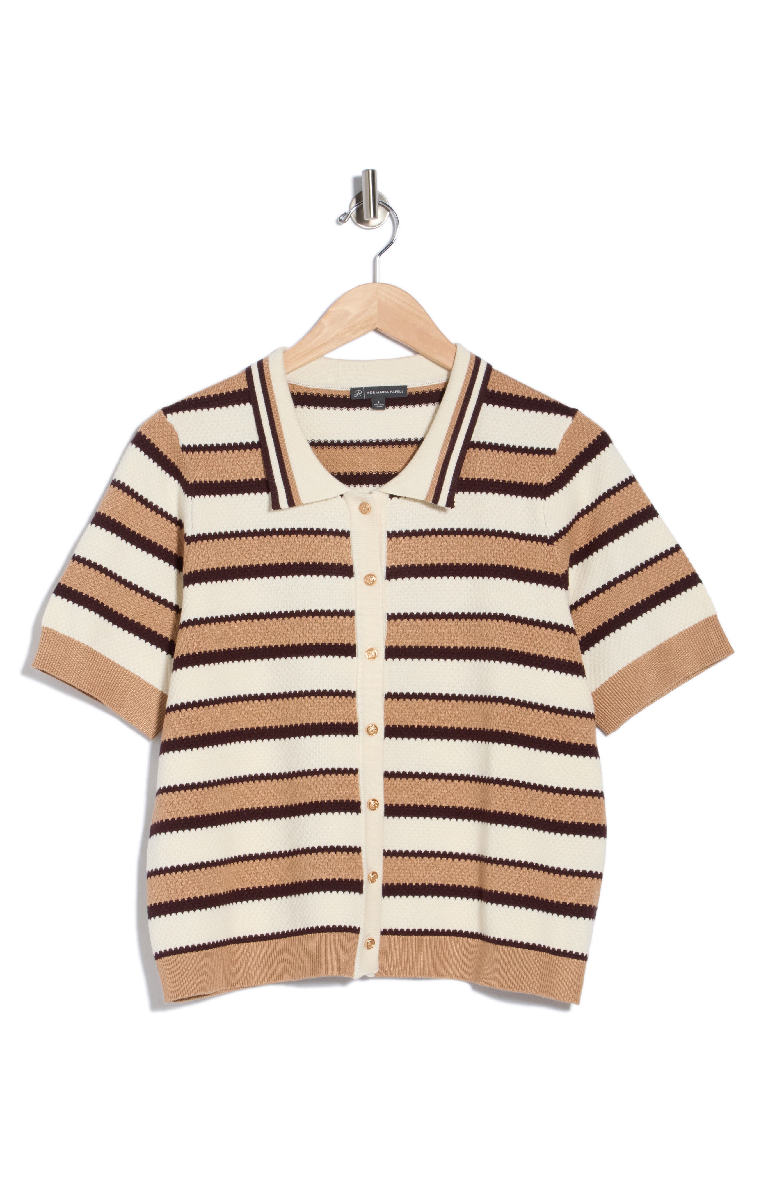 Adrianna Papell Stripe Polo Sweater