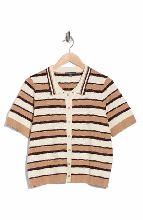 Adrianna Papell Stripe Polo Sweater
