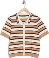 Adrianna Papell Stripe Polo Sweater