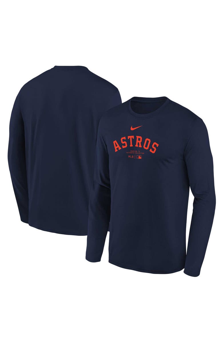 Nike Youth Nike Navy Houston Astros Authentic Collection Long Sleeve Performance T-Shirt, Main, color, 