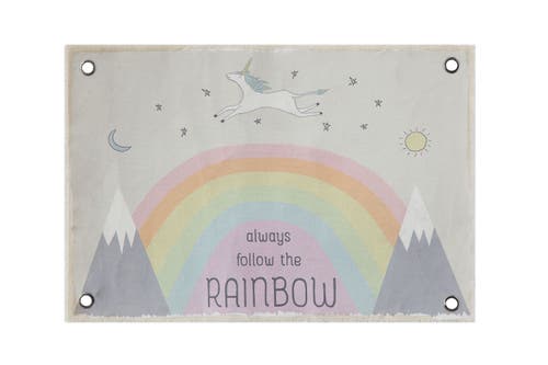 Storied Home "Always Follow" Flax Wall Décor with Rainbow in Multicolor  product