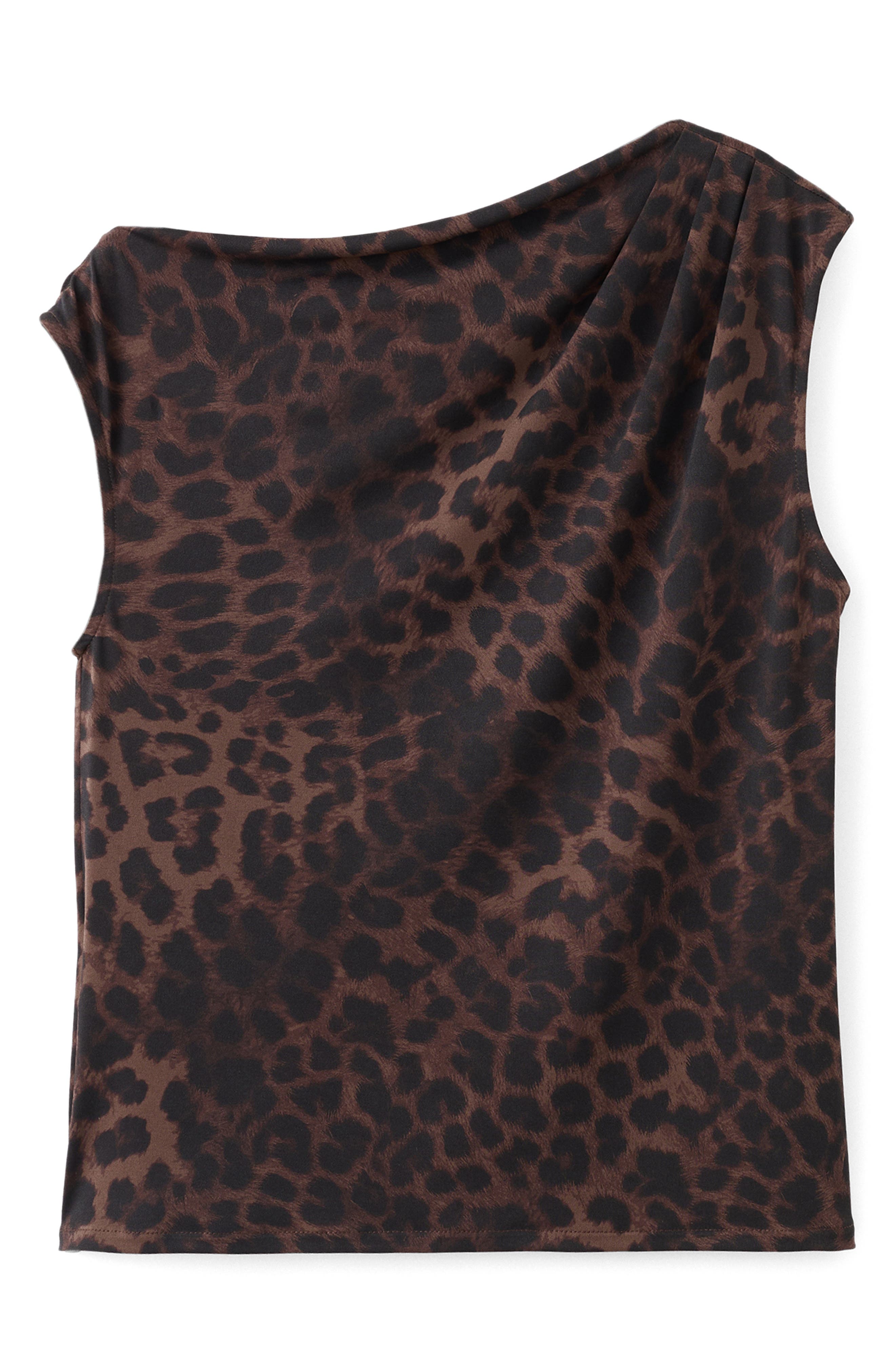 MANGO Leopard Print Pleated Top