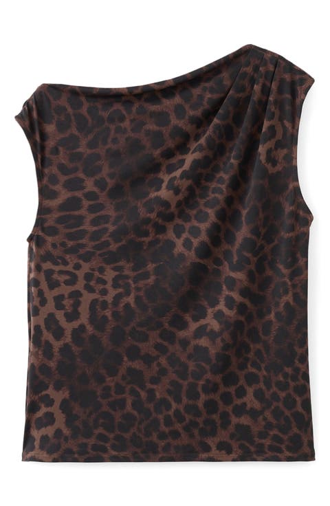 Leopard Print Pleated Top