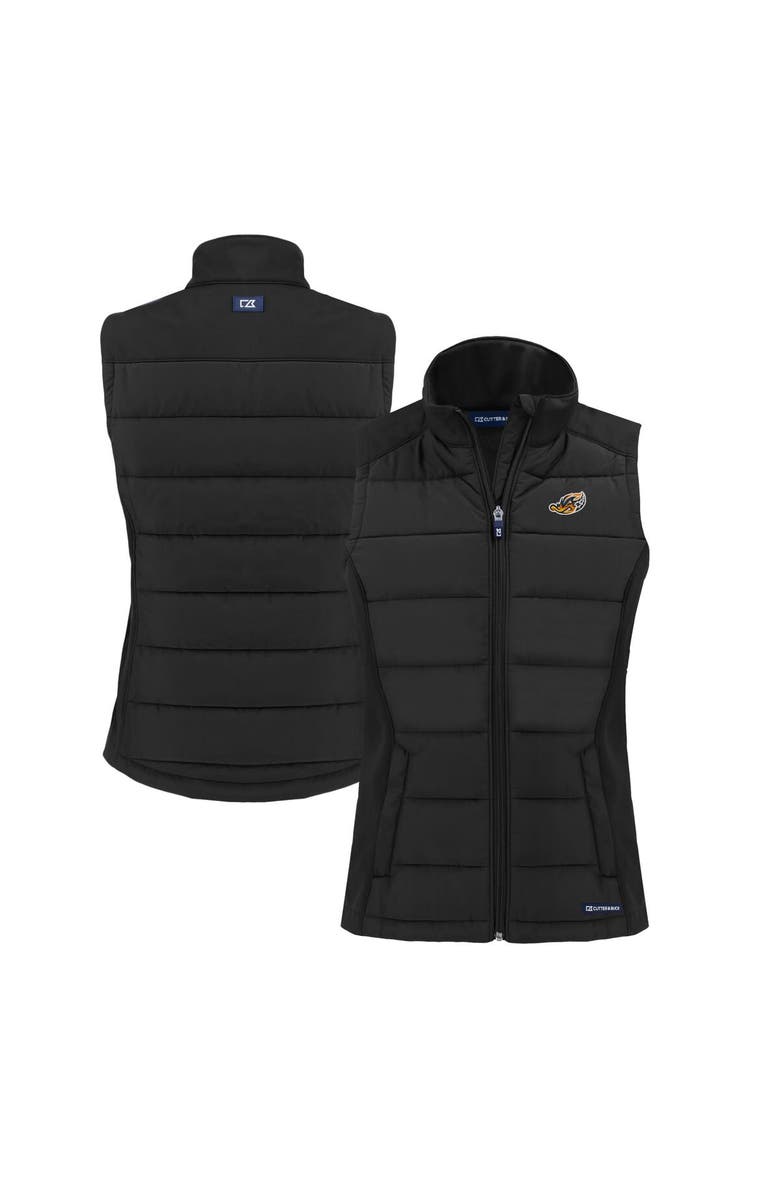 Cutter & Buck Women's Cutter & Buck  Black Akron RubberDucks Evoke Hybrid PrimaLoft Eco Softshell Recycled Full-Zip Vest, Main, color, Black