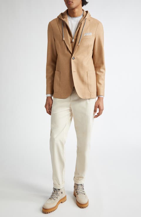 Wool Blend Flannel Sport Coat with Removable Hooded Bib