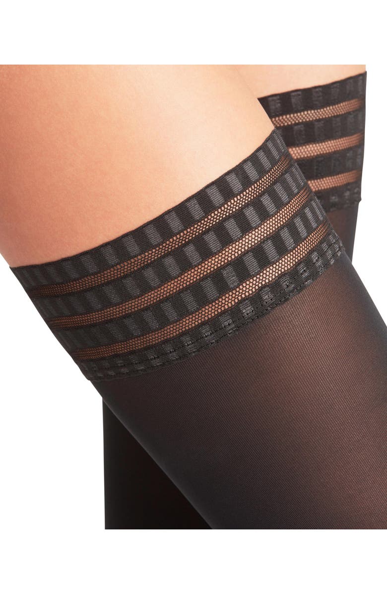 Falke Pure Matt 50 Denier Semi Opaque Thigh Highs, Alternate, color, Black