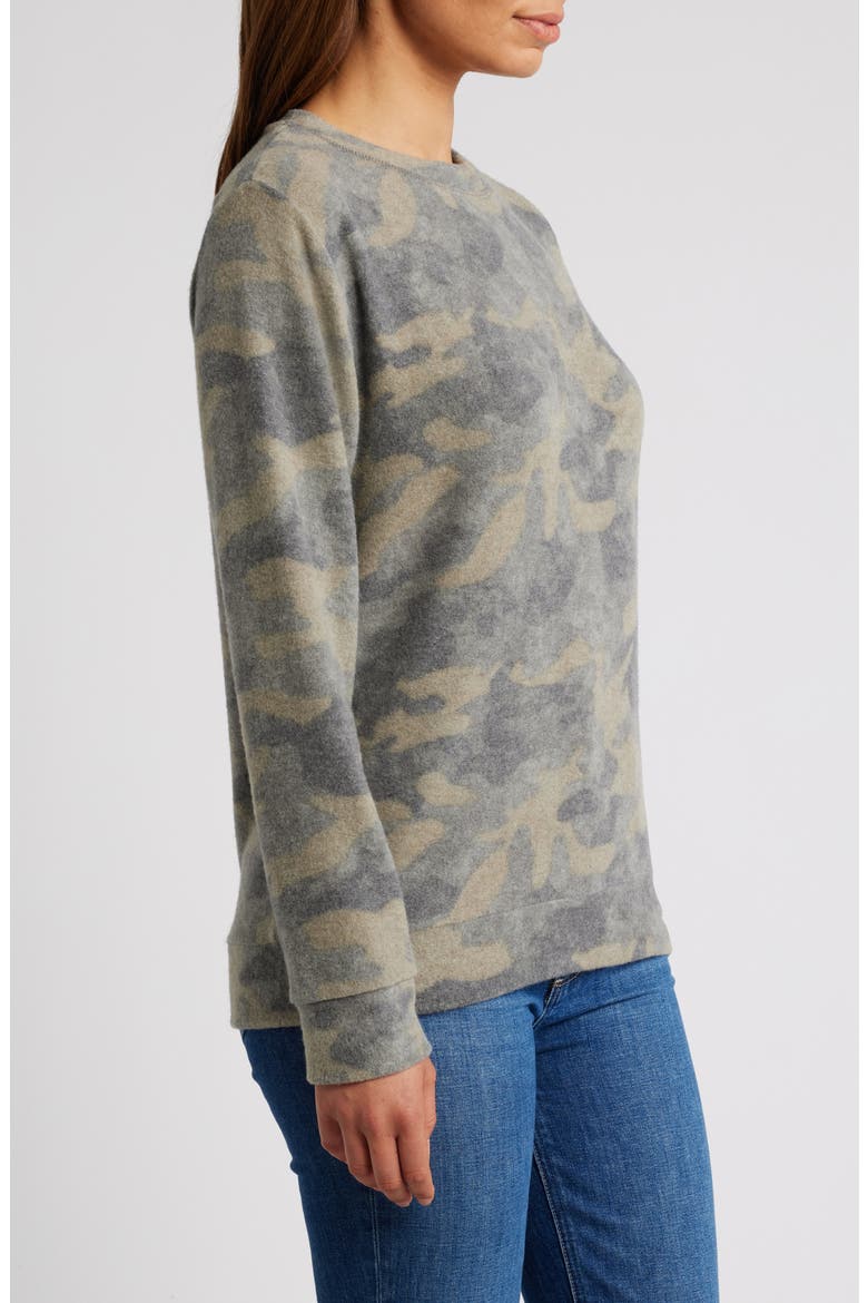 Camo Print Brushed Long Sleeve Top, Alternate, color, GREEN CAMO