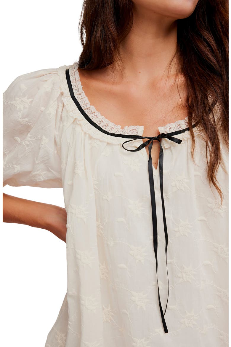 Juno Embroidered Baby Doll Minidress, Alternate, color, TEA BLACK COMBO
