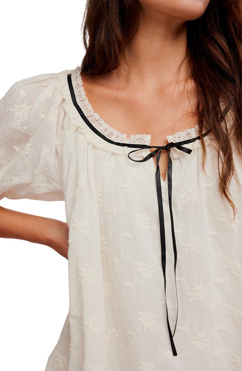 Free People Juno Embroidered Baby Doll Minidress, Alternate, color, Tea Black Combo