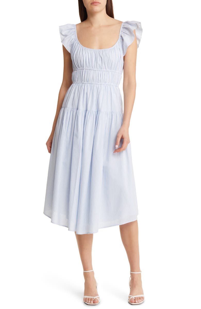 Sophie Rue Louise Flutter Sleeve Fit & Flare Dress, Main, color,