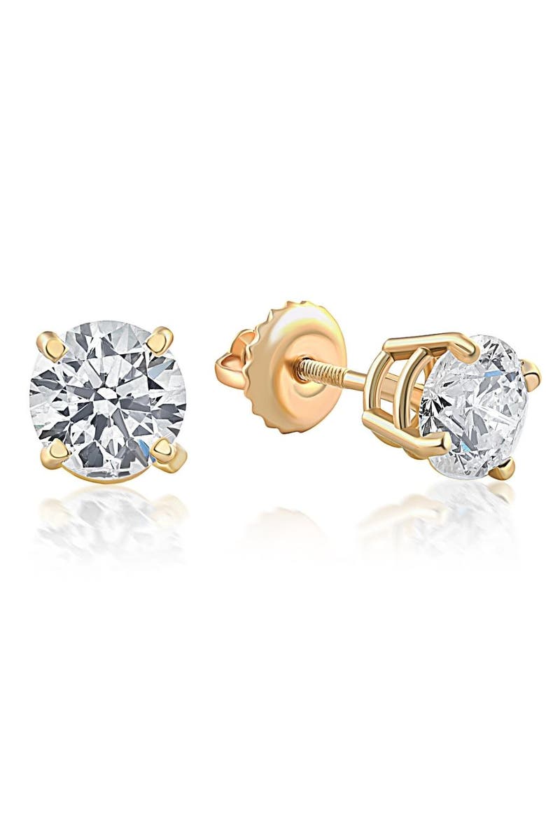 Screw Back 1 Ct T.W. Genuine Diamond Studs Available in 14k or Gold, Alternate, color, 14k Yellow Gold