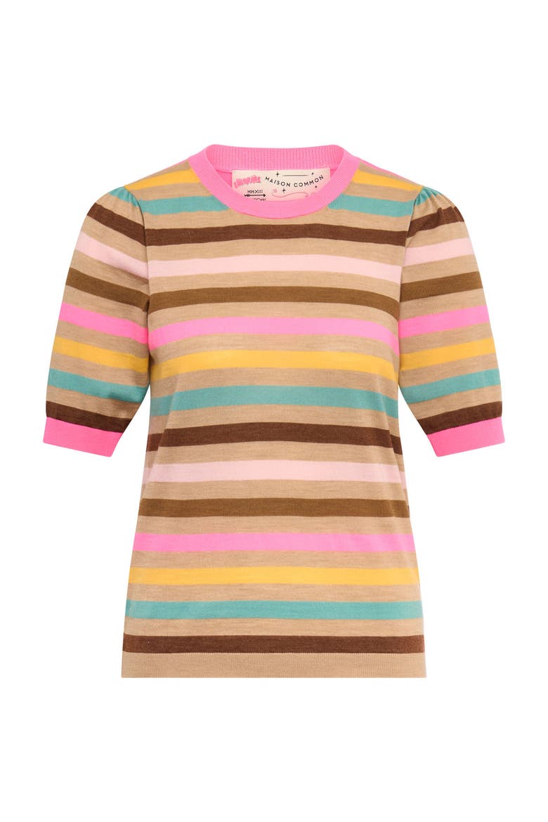 Light Weight Striped Pullover, Main, color, Sand / Multicolor