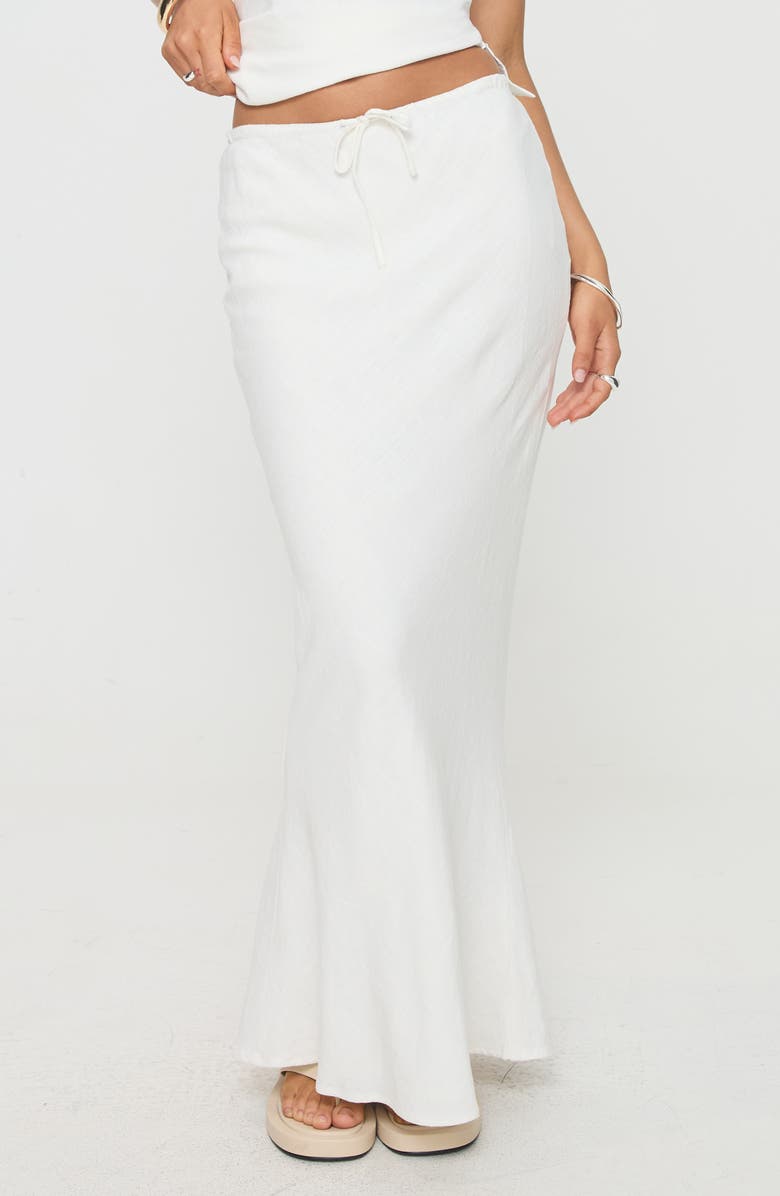 Princess Polly Mercer Low Rise Linen Blend Midi Skirt, Main, color, White
