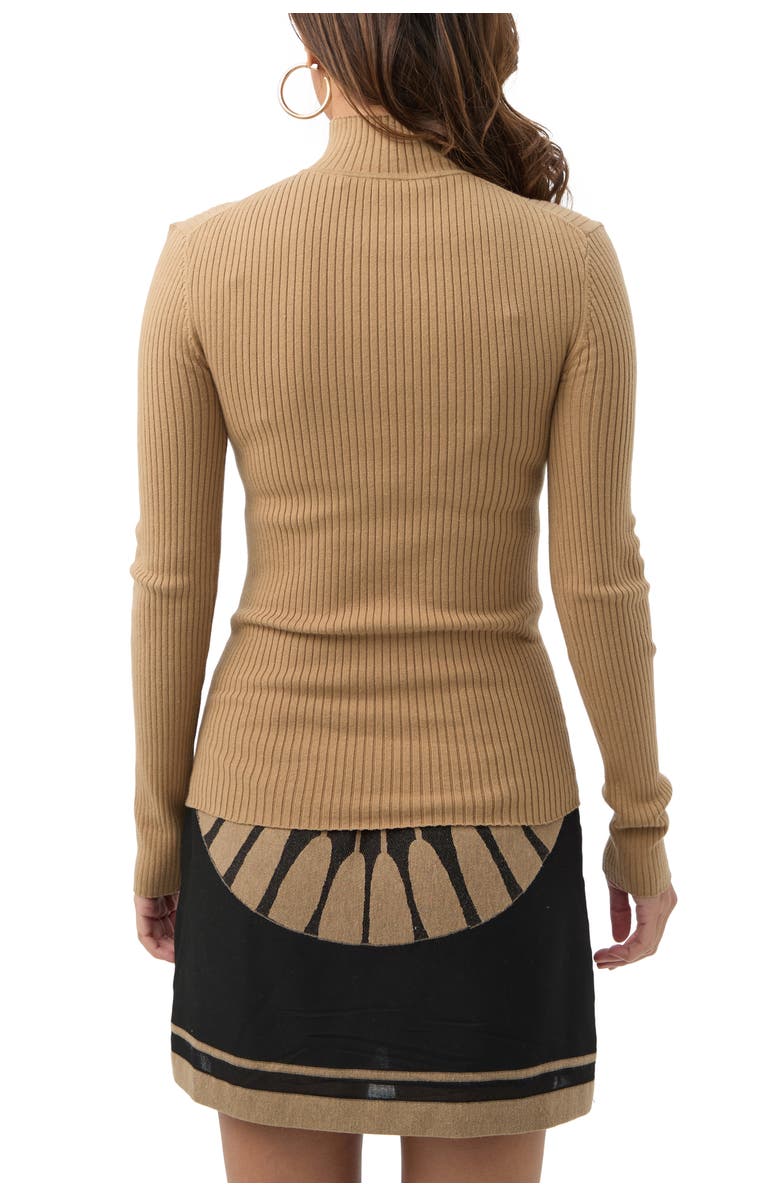 Trina Turk Hempstead Ribbed Turle Neck Sweater, Alternate, color, Camel