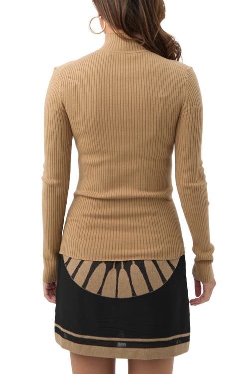 Trina Turk Hempstead Ribbed Turle Neck Sweater In Brown