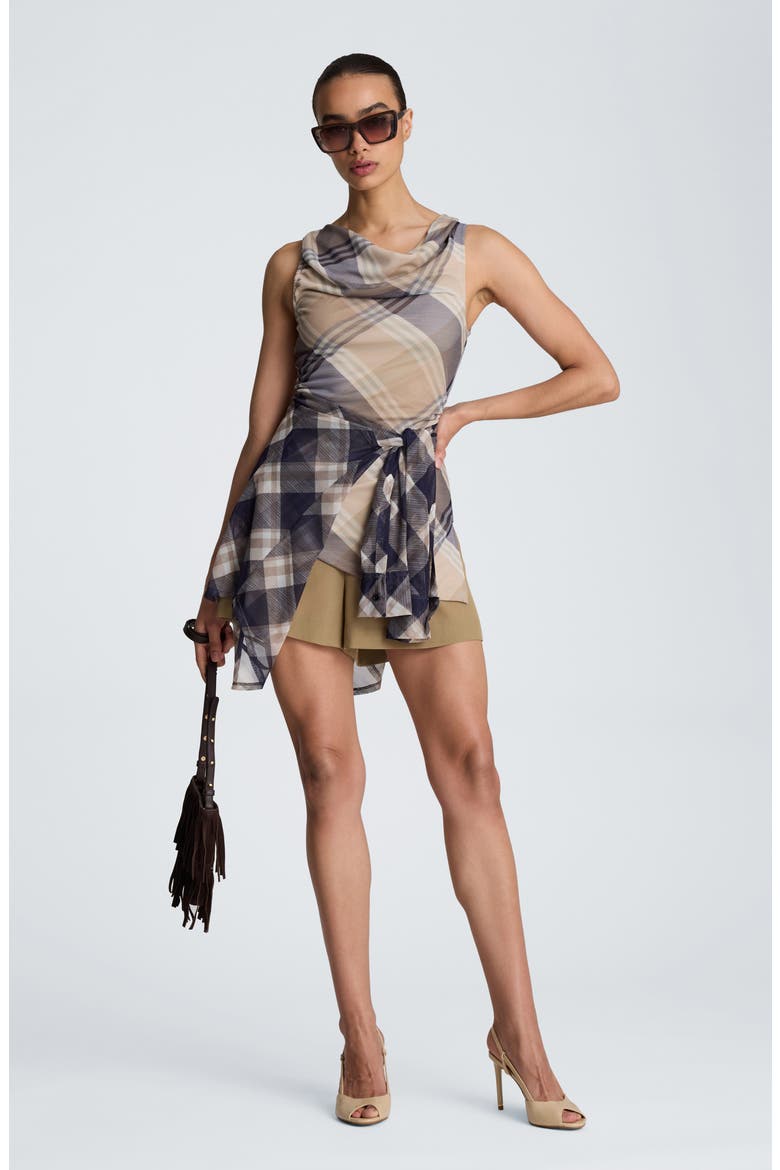 Asymmetrical Cowl Neck Top, Alternate, color, SAFARI TAN MULTI