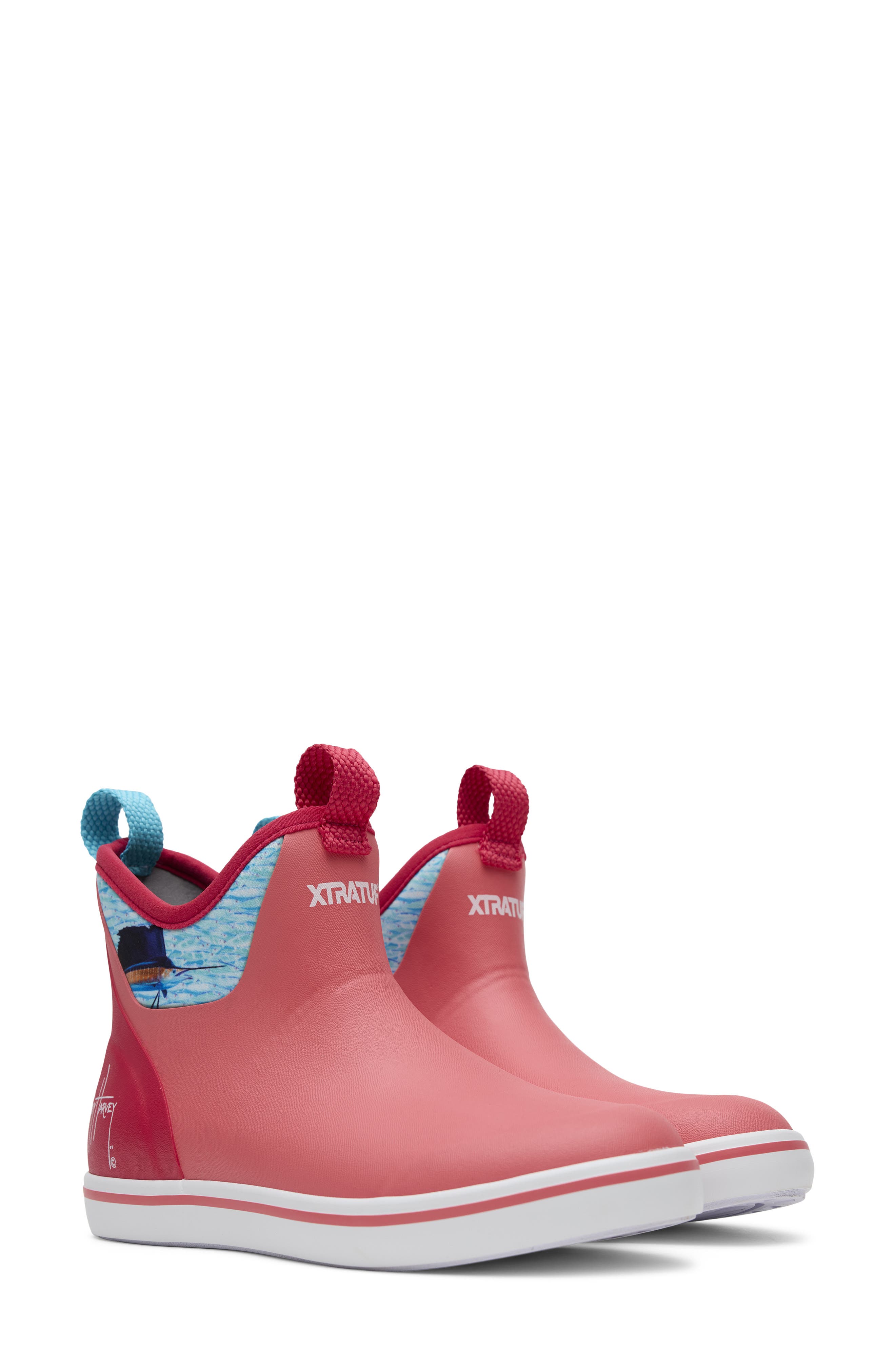 XTRATUF x Guy Harvey Waterproof Ankle Deck Boot, Alternate, color, Coral/ Sailfish