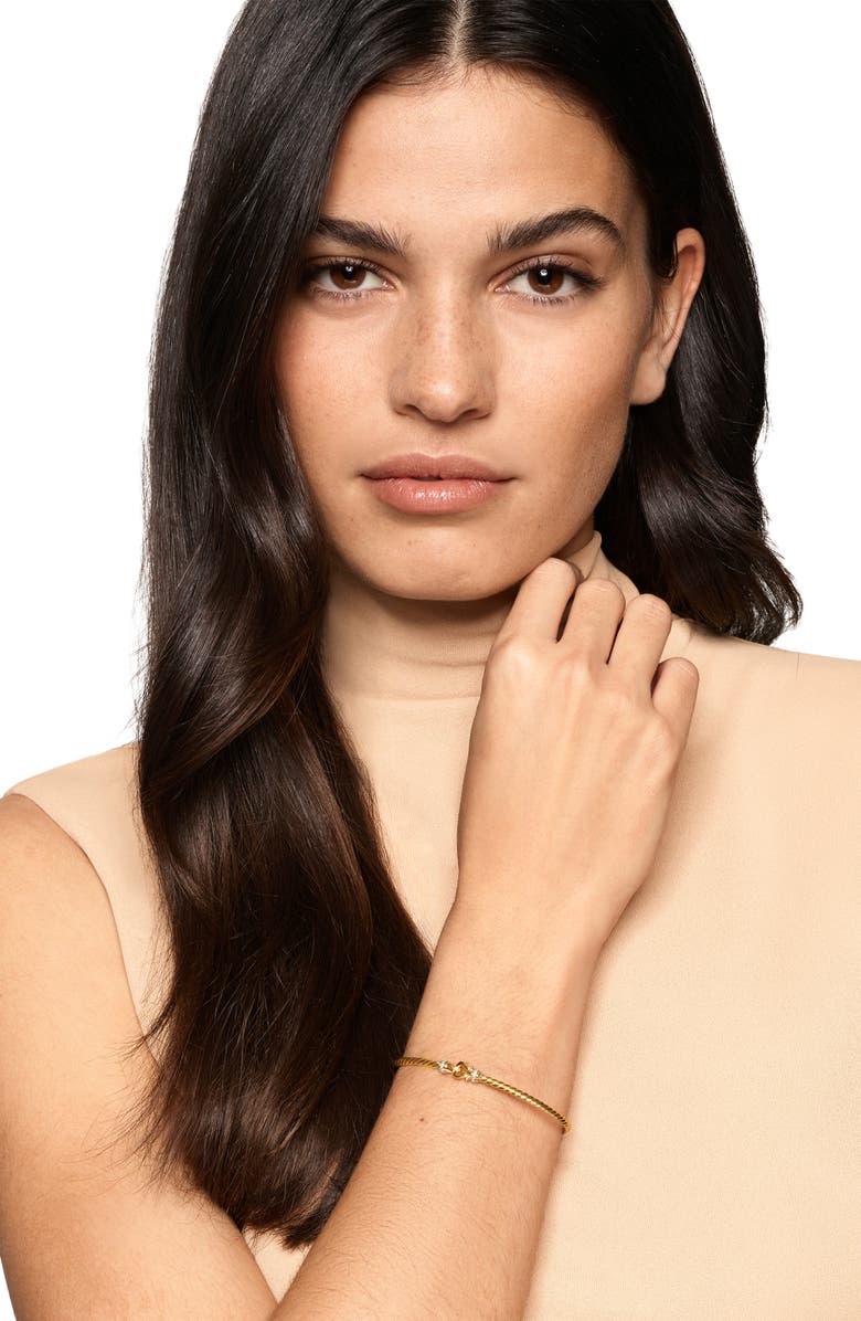 David Yurman Micro Cablespira<sup>®</sup> Flex Buckle Bracelet in 18K Yellow Gold with Diamonds, 2.6mm, Alternate, color, Gold