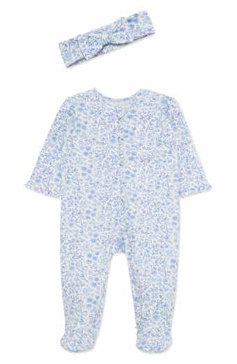 Little Me Floral Cotton Footie & Headband Set