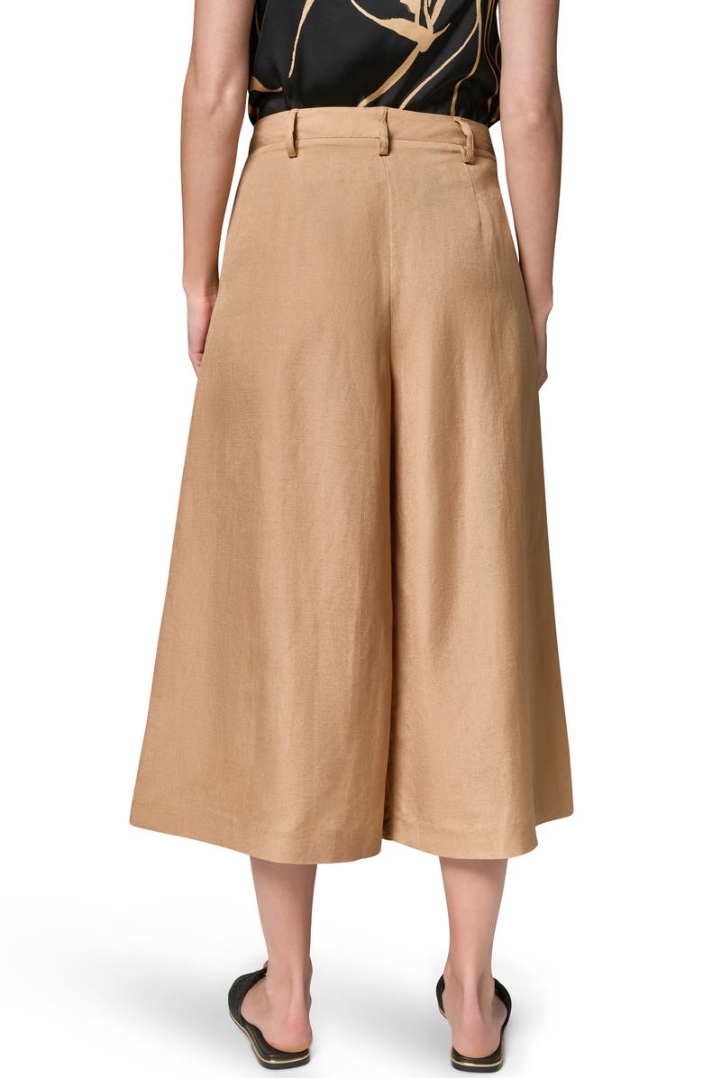Donna Karan New York Pleated Crop Linen Blend Pants, Alternate, color, Fawn