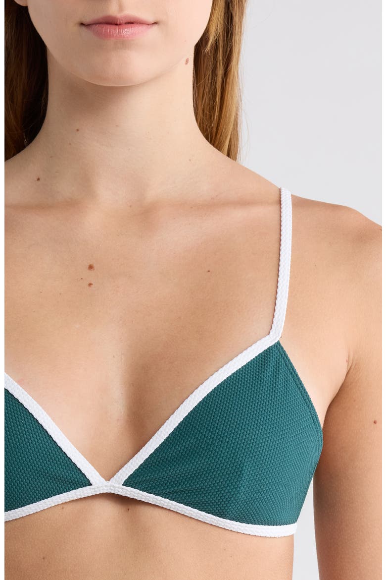 Miriam Triangle Bikini Top, Alternate, color, GREEN/ BRIGHT WHITE