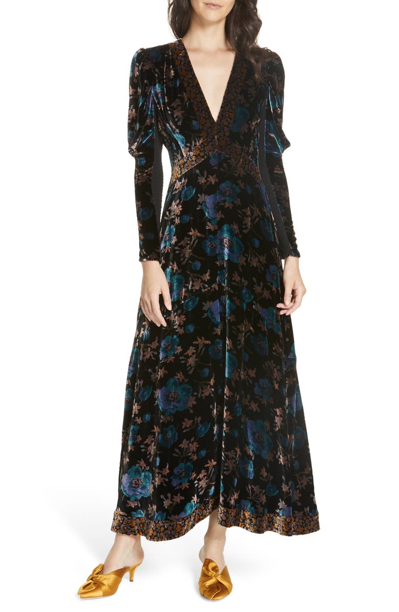 Rebecca Taylor Solstice Velvet Maxi Dress, Main, color,
