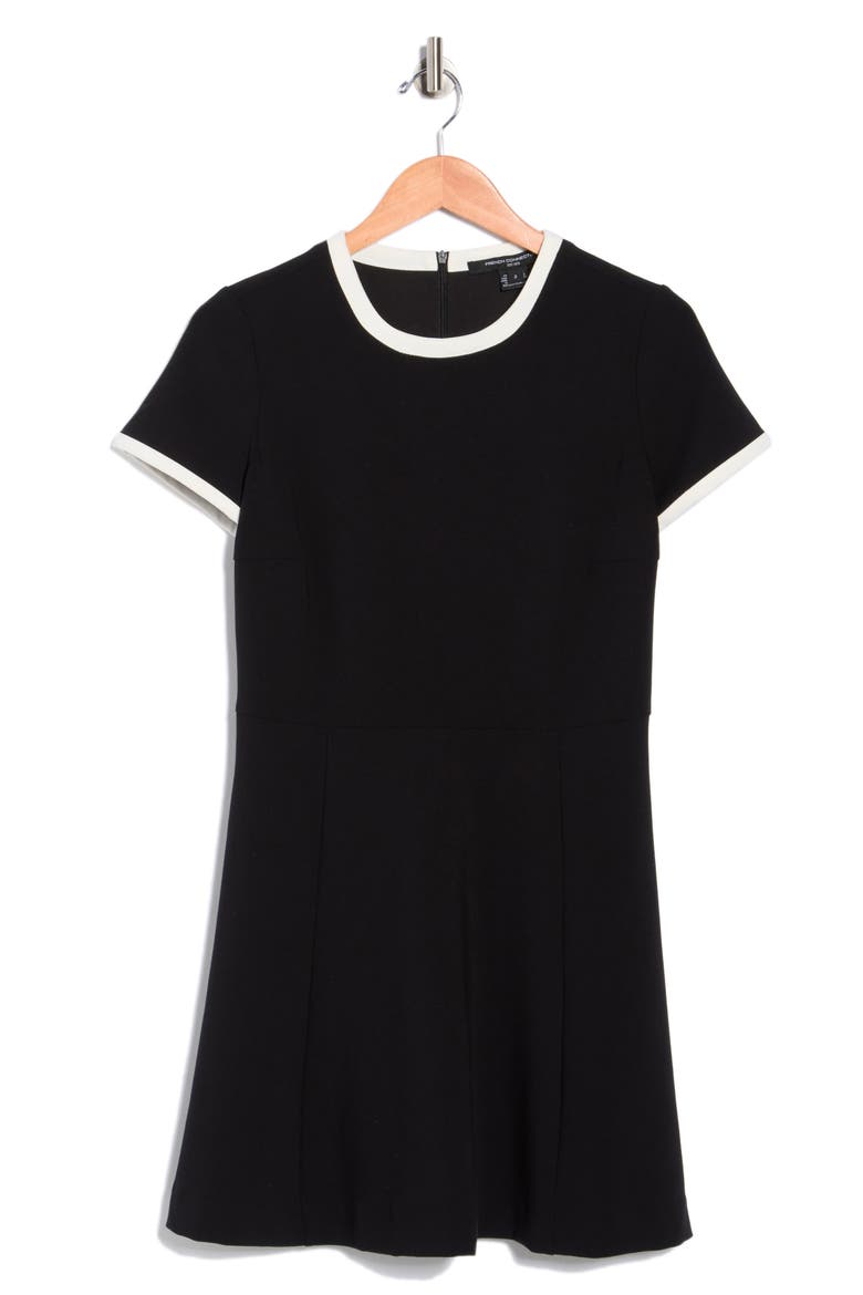 Ringer Trim Skater Minidress, Alternate, color, BLACK
