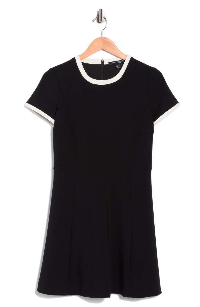 French Connection Ringer Trim Skater Minidress, Alternate, color, Black