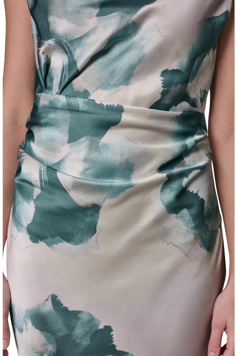 Water Lily Print One-Shoulder Gown, Alternate, color, WATRLILY