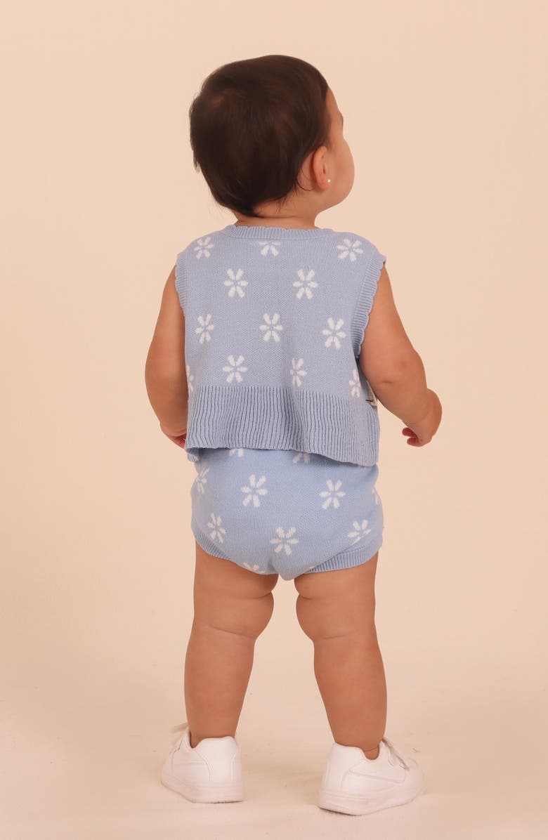 TINY TRIBE Flower Knit Top & Shorts Set, Alternate, color, Blue