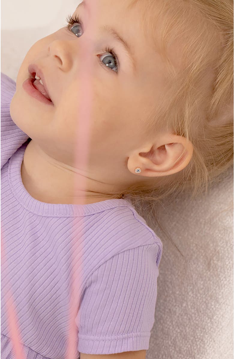 In Season Jewelry 14k Round Cubic Zirconia Burst Earrings, Alternate, color, Blue