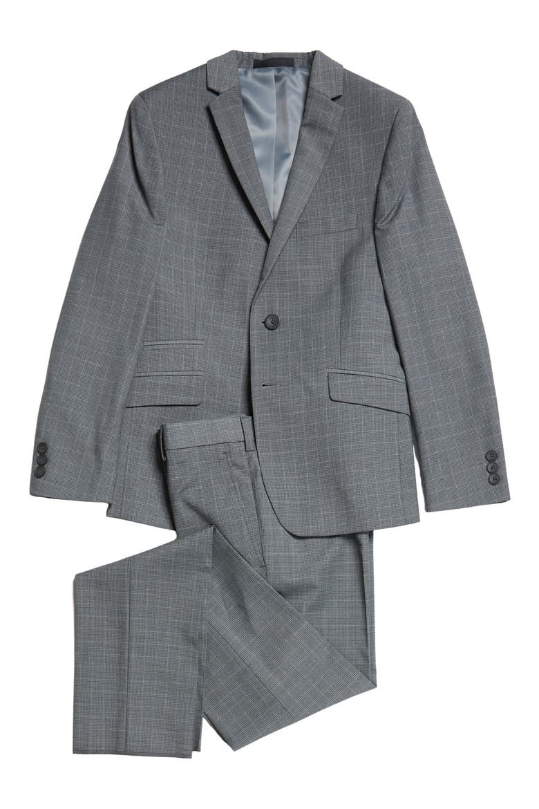 Kids' Grid Suit, Main, color, GREY