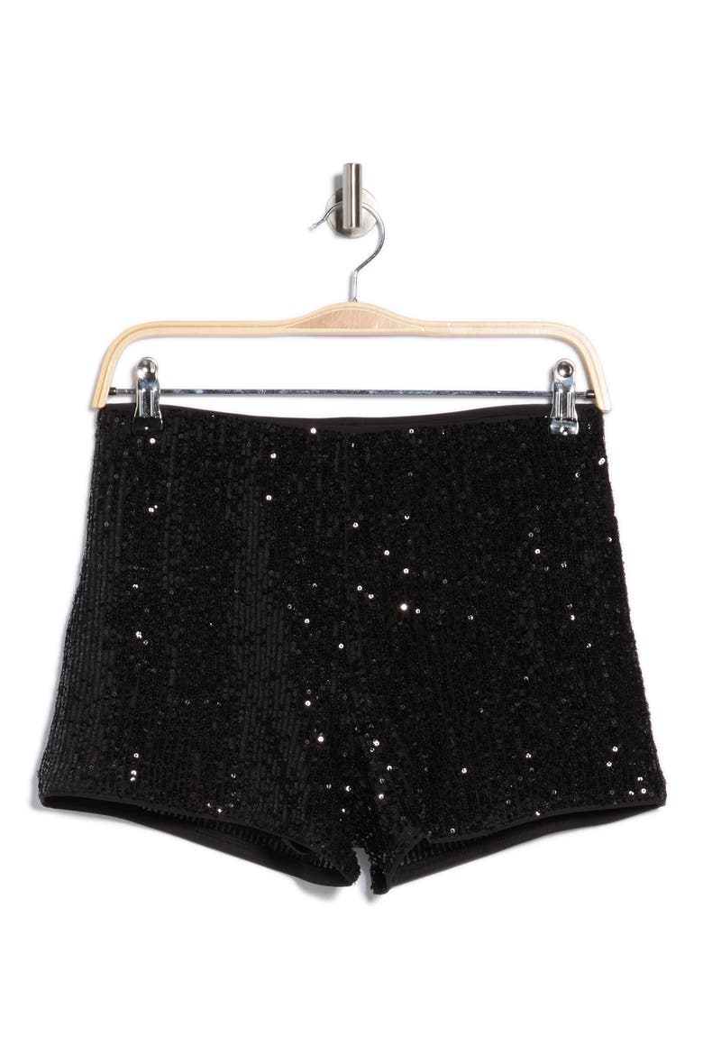 Sequin Hot Shorts, Alternate, color, BLACK