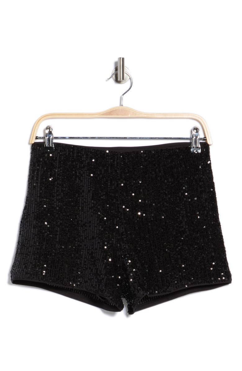 Leith Sequin Hot Shorts, Alternate, color, Black
