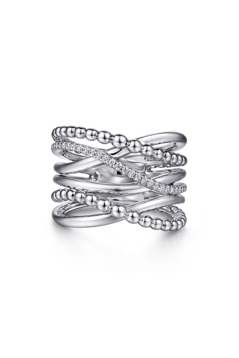 Sterling Silver White Sapphire Crisscross Ring, Main, color, STERLING SILVER