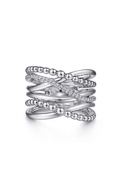 Sterling Silver White Sapphire Crisscross Ring