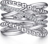 Gabriel & Co. Sterling Silver White Sapphire Crisscross Ring