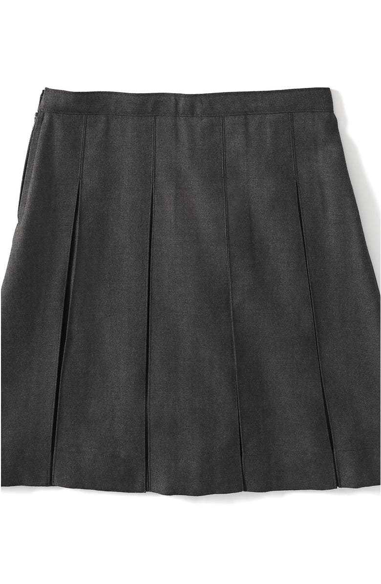 Lands' End School Uniform Girls Solid Box Pleat Skirt Below the Knee, Alternate, color, Gray